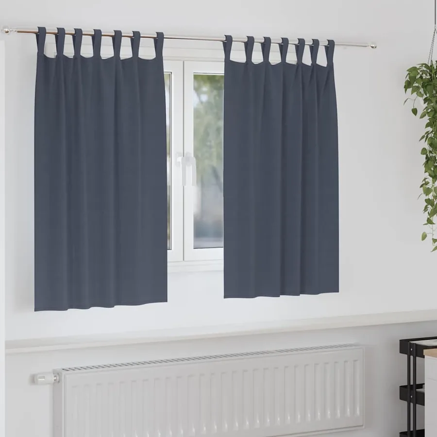 Rideaux occultants avec anneaux 2 pcs Anthracite 140 x 140 cm