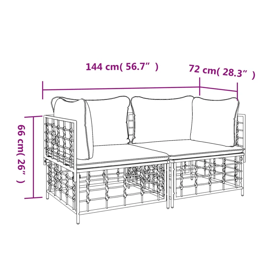 Canapés d'angle sectionnels avec coussins 2 pcs résine tressée - 7