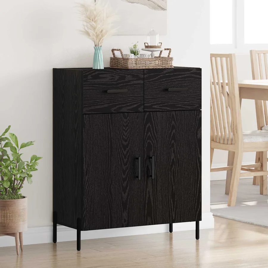 Buffet Chêne noir 69,5 x 34 x 90 cm Bois d'ingénierie
