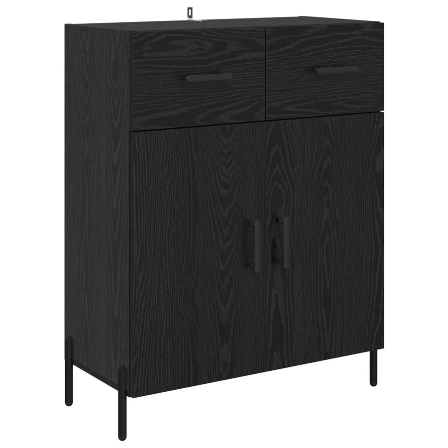 Buffet Chêne noir 69,5 x 34 x 90 cm Bois d'ingénierie - 2