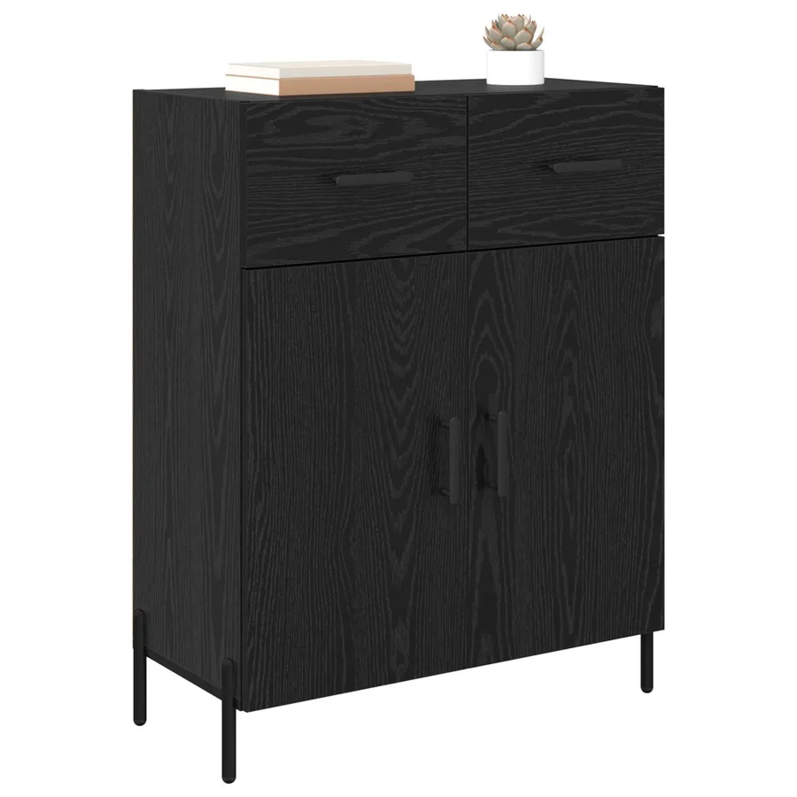 Buffet Chêne noir 69,5 x 34 x 90 cm Bois d'ingénierie - 3
