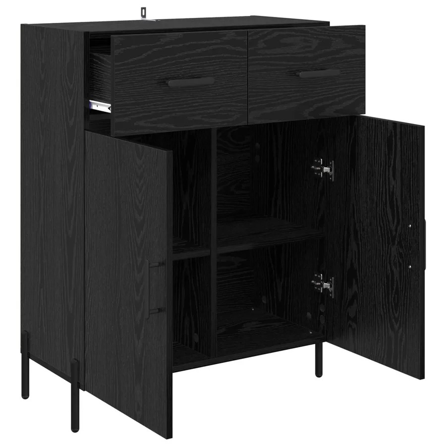 Buffet Chêne noir 69,5 x 34 x 90 cm Bois d'ingénierie - 5