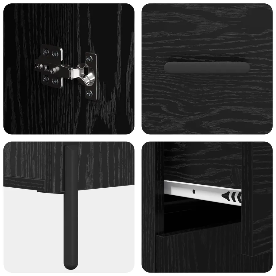 Buffet Chêne noir 69,5 x 34 x 90 cm Bois d'ingénierie - 9