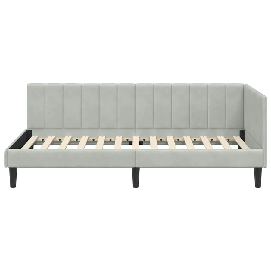 Cadre de lit d'angle Gris clair 100 cm x 200 cm Velours - 5