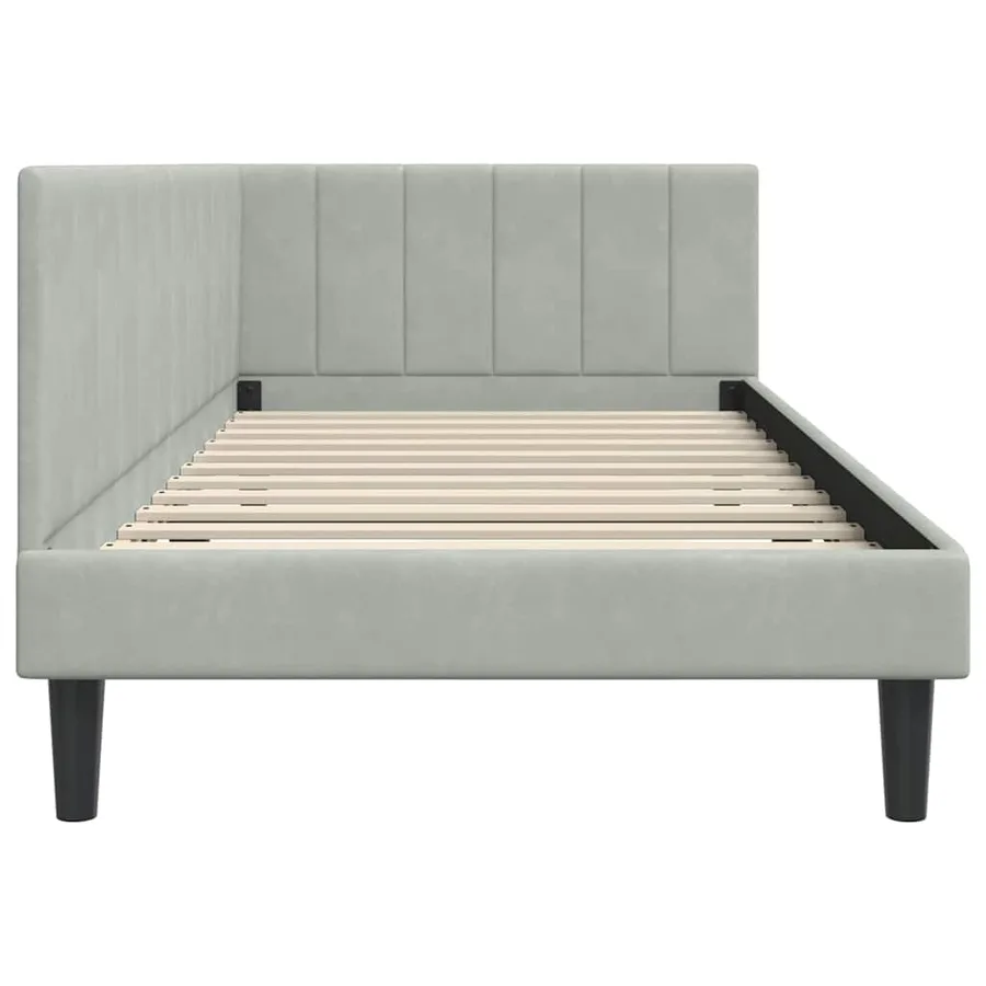 Cadre de lit d'angle Gris clair 100 cm x 200 cm Velours - 6
