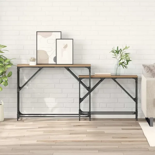 Table console 2 pc Chêne artisanal 100 x 28 x 75 cm