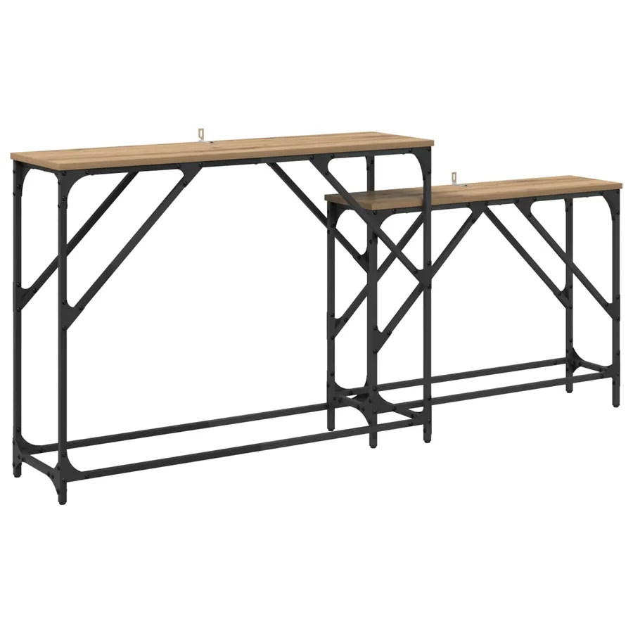 Table console 2 pc Chêne artisanal 100 x 28 x 75 cm - 2