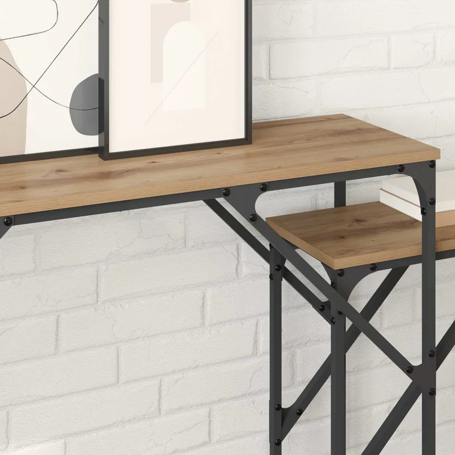 Table console 2 pc Chêne artisanal 100 x 28 x 75 cm - 4