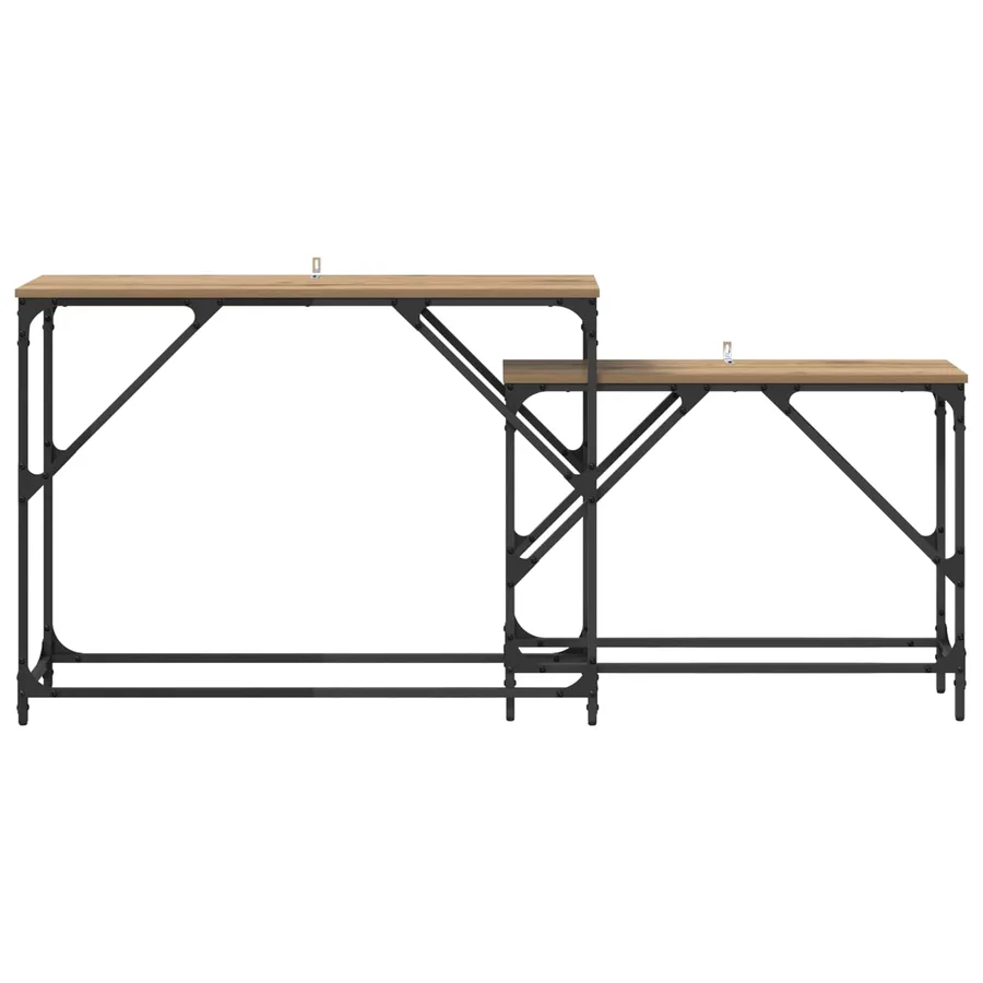 Table console 2 pc Chêne artisanal 100 x 28 x 75 cm - 5