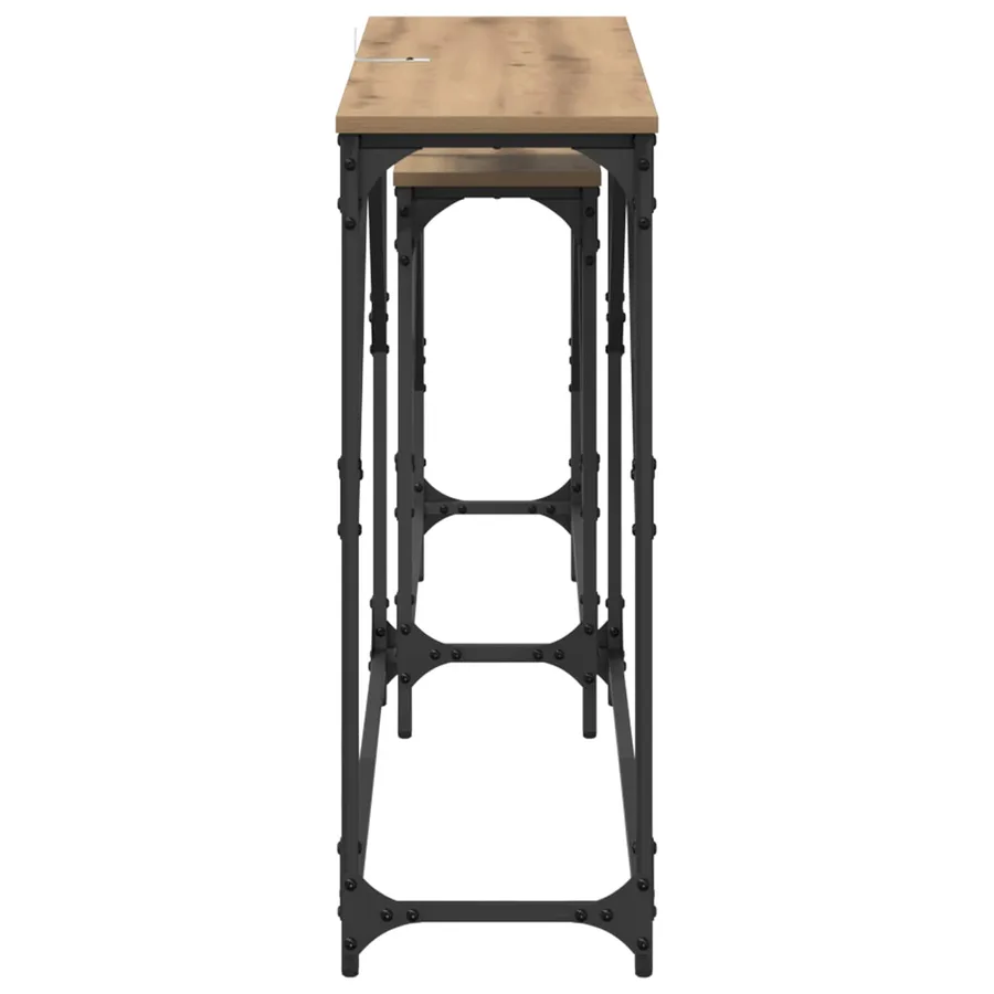 Table console 2 pc Chêne artisanal 100 x 28 x 75 cm - 6