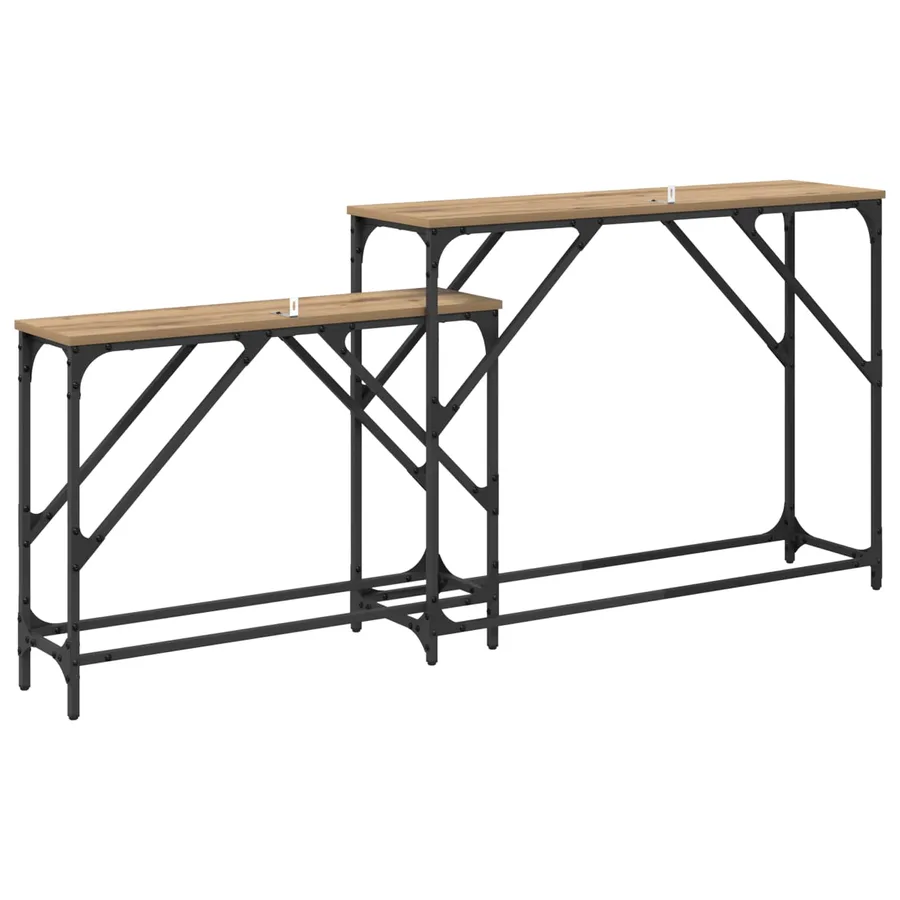 Table console 2 pc Chêne artisanal 100 x 28 x 75 cm - 7