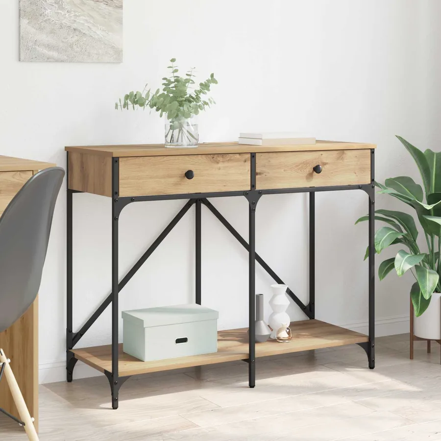 Table console Chêne artisanal 100 x 39 x 78,5 cm