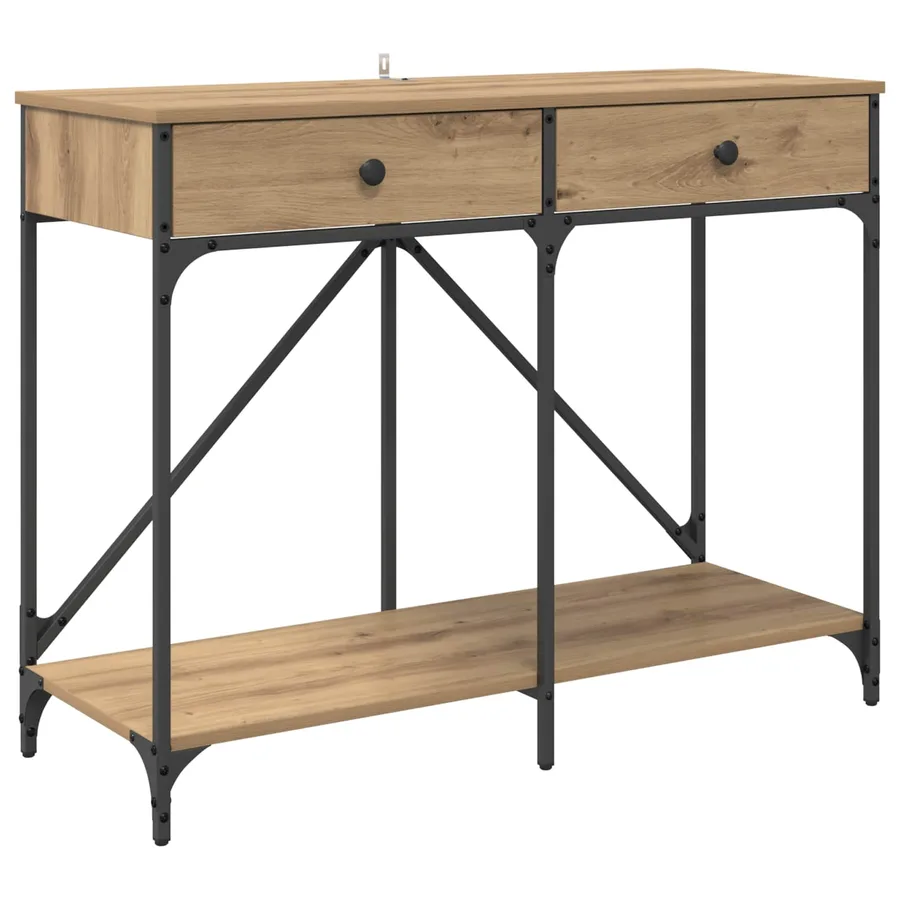 Table console Chêne artisanal 100 x 39 x 78,5 cm - 2