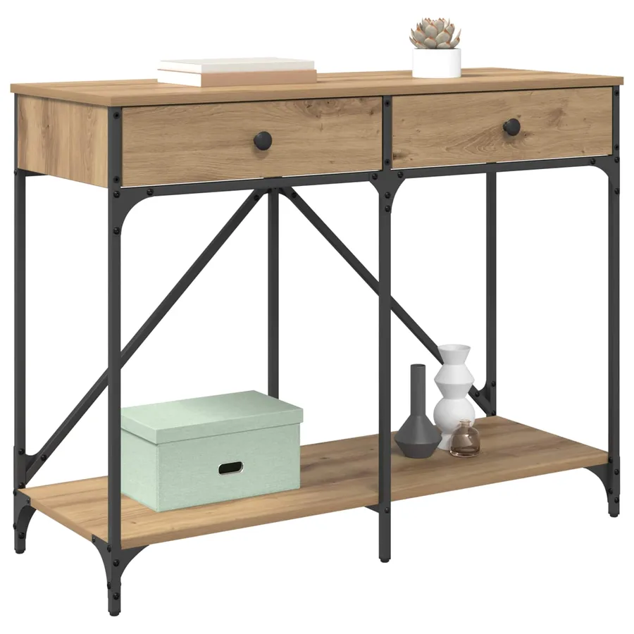 Table console Chêne artisanal 100 x 39 x 78,5 cm - 3