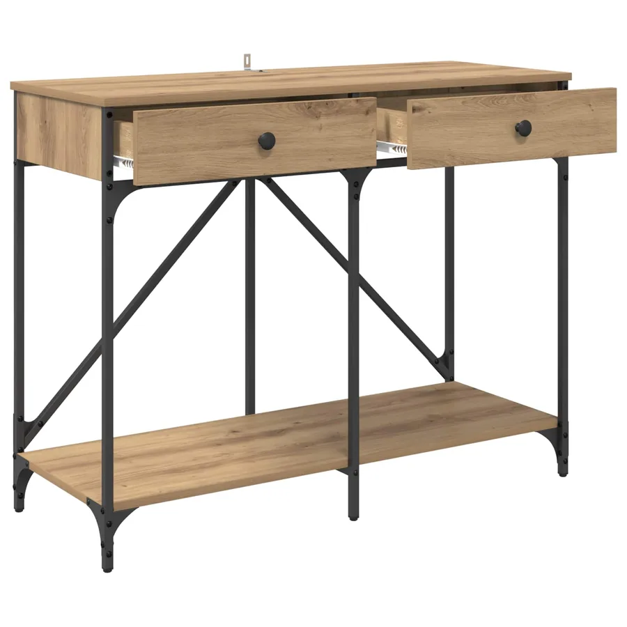 Table console Chêne artisanal 100 x 39 x 78,5 cm - 5