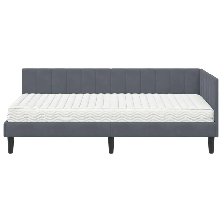 Cadre de lit d'angle avec matelas 2 pcs Gris Velours - 5