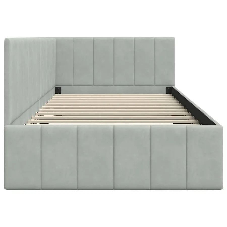 Cadre de lit d'angle Gris clair 90 cm x 200 cm Velours - 6