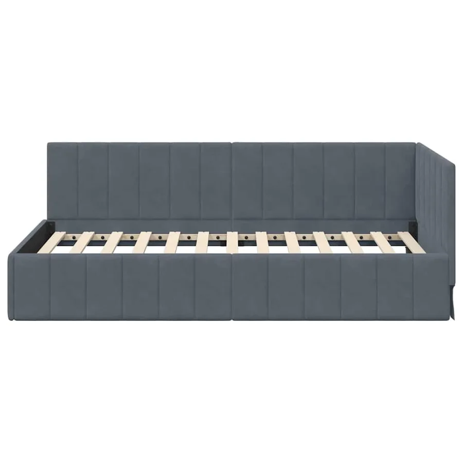 Cadre de lit d'angle Gris foncé 100 cm x 200 cm Velours - 5