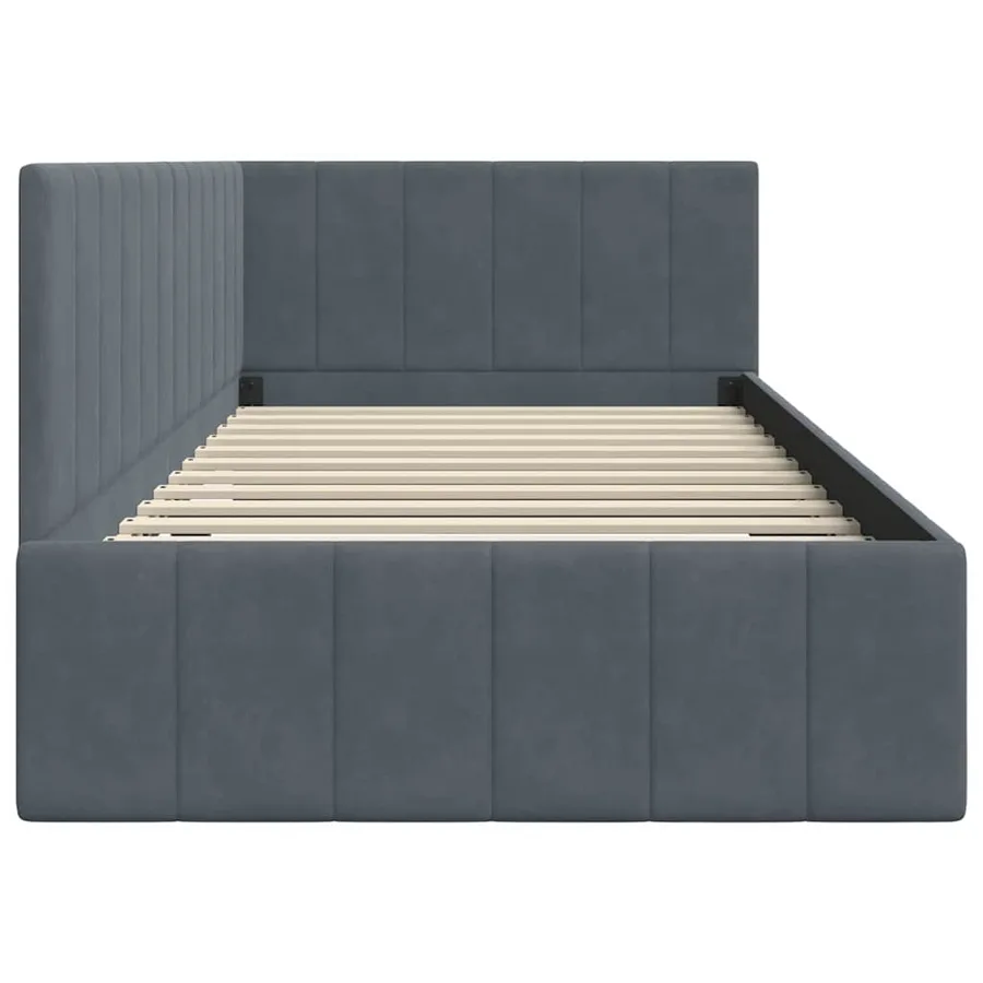 Cadre de lit d'angle Gris foncé 100 cm x 200 cm Velours - 6