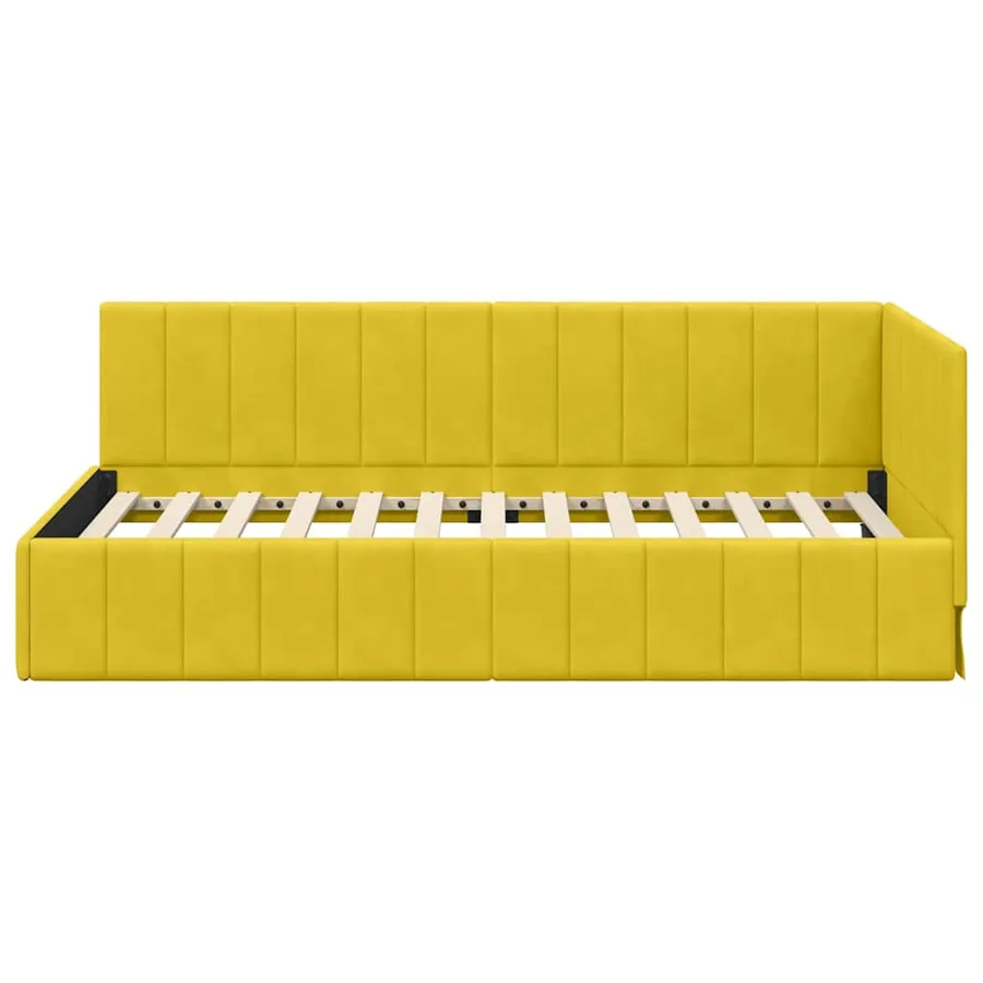 Cadre de lit d'angle Jaune 90 cm x 200 cm Velours - 5