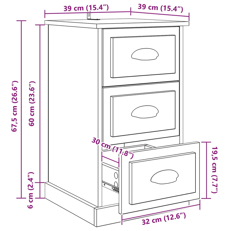 Cabinet de chevet avec tiroir Bois Ancien 39 x 39 x 67,5 cm - 12