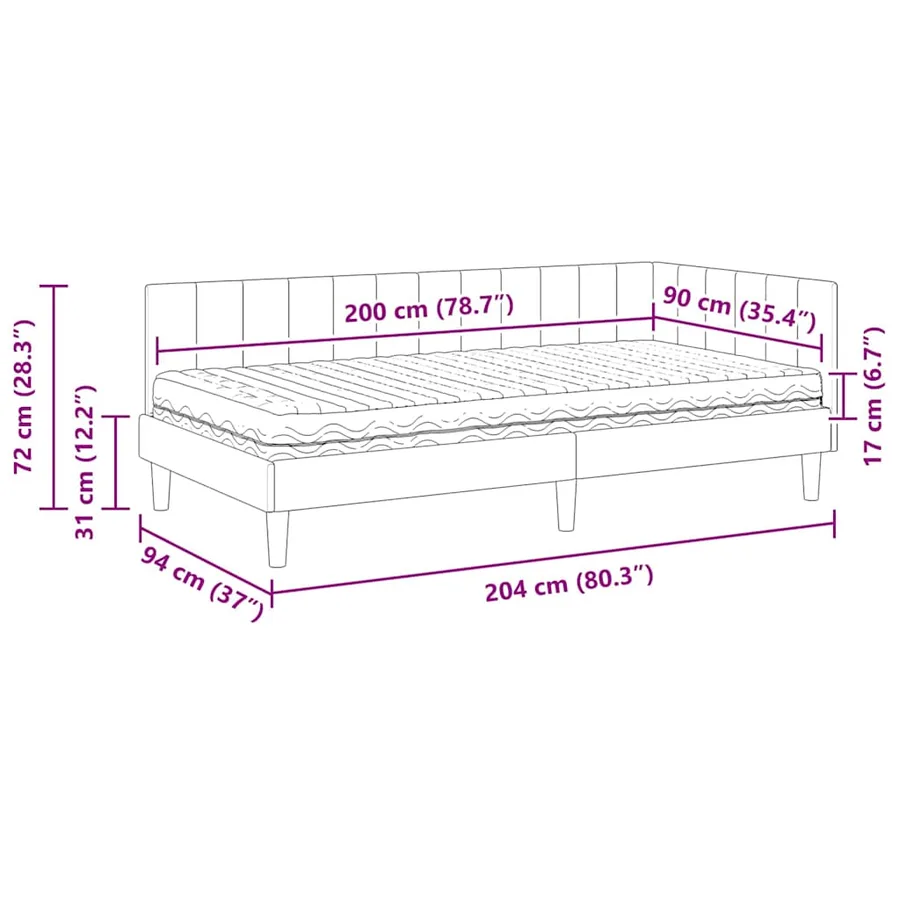 Cadre de lit d'angle avec matelas 2 pcs Vert Velours - 14