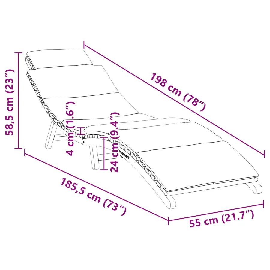 Transat de jardin Marron 198 x 55 x 58,5 cm Bois de teck massif - 13