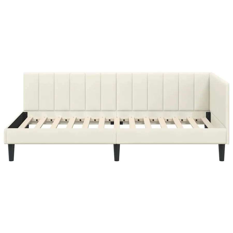 Cadre de lit d'angle Crème 90 cm x 190 cm Velours - 5