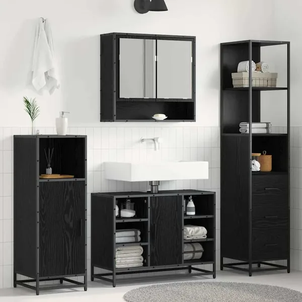 Ensemble de mobilier de salle de bain avec tiroir Chêne noir