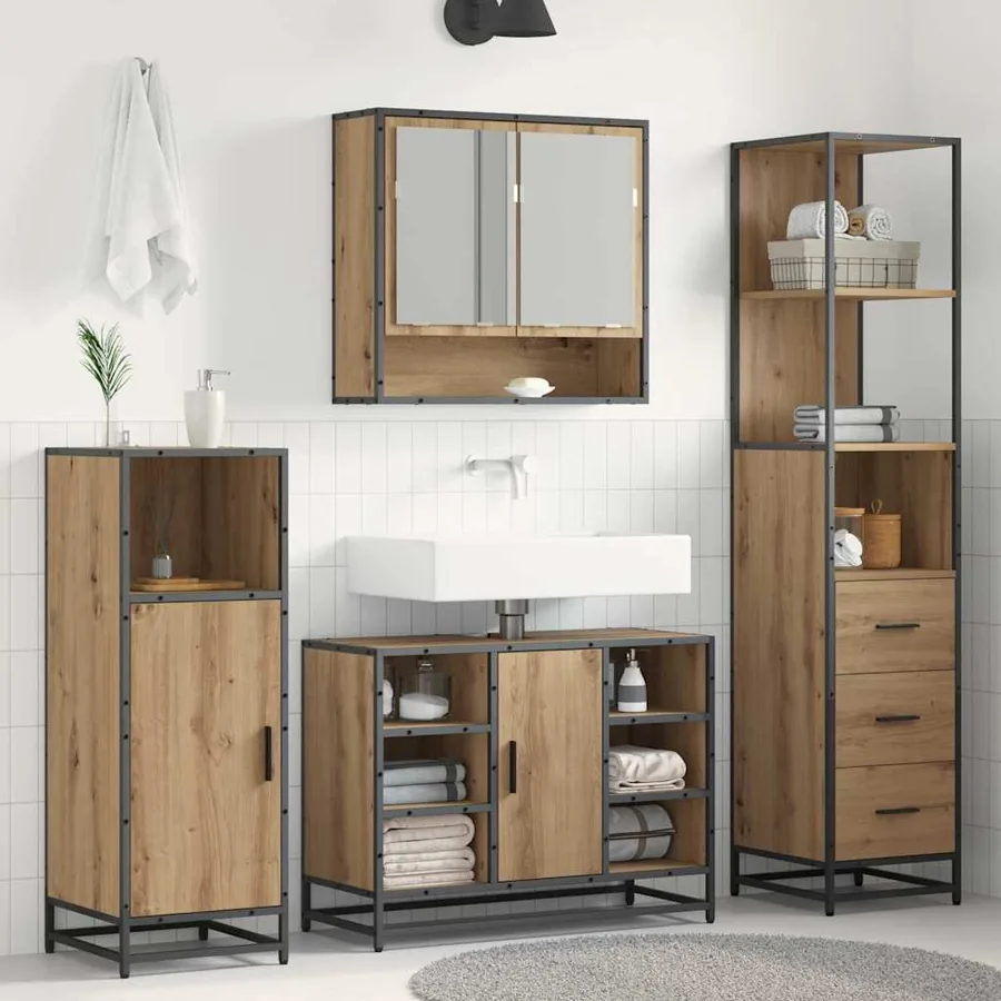 Ensemble de mobilier de salle de bain Chêne artisanal