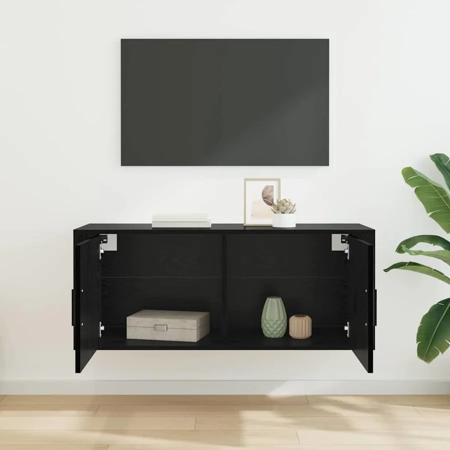 Meuble TV mural Chêne noir 100 x 34,5 x 40 cm Bois d'ingénierie - 4
