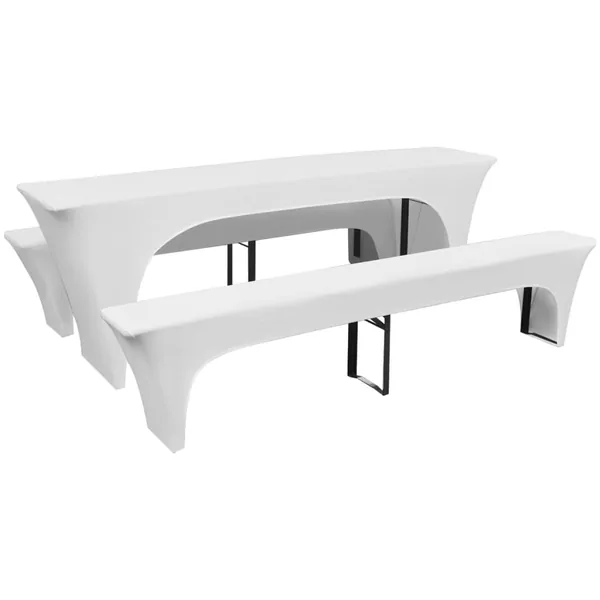 Housses de table et bancs Extensibles 3 pcs Blanc 220x70x80 cm