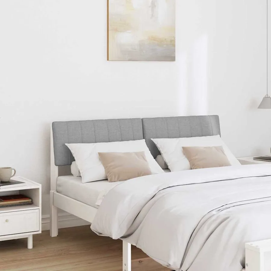 Tête de lit capitonnée Gris clair 140 cm Pin massif - 3