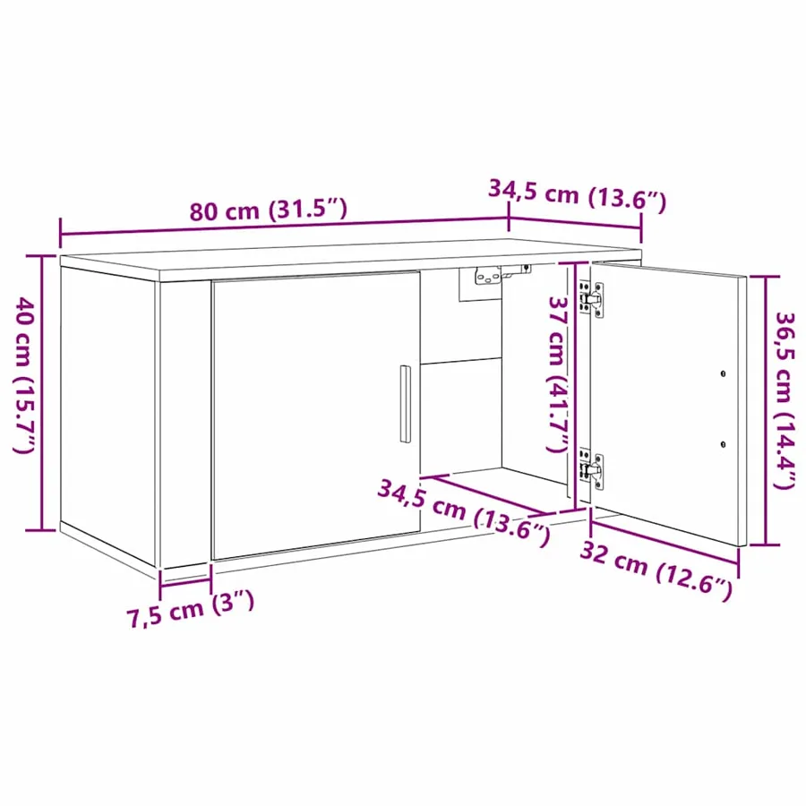 Ensemble de meuble TV mural 3 pcs Chêne noir 80 x 34,5 x 40 cm - 11