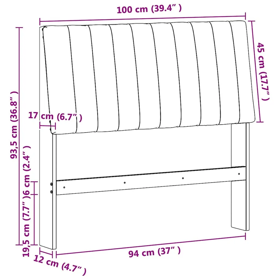 Tête de lit capitonnée Gris clair 100 cm Pin massif - 11