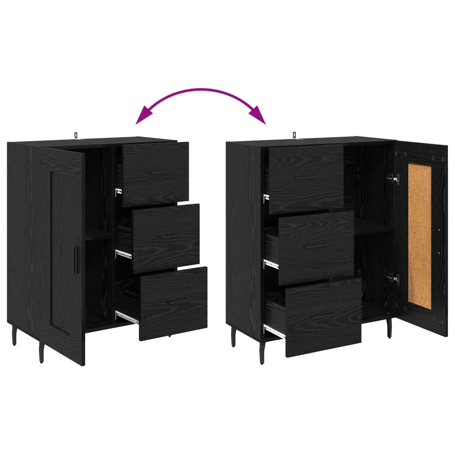 Haut Armoire avec tiroir 2 pcs Chêne noir Bois d'ingénierie - 11