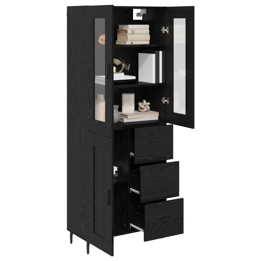 Haut Armoire avec tiroir 2 pcs Chêne noir Bois d'ingénierie - 3