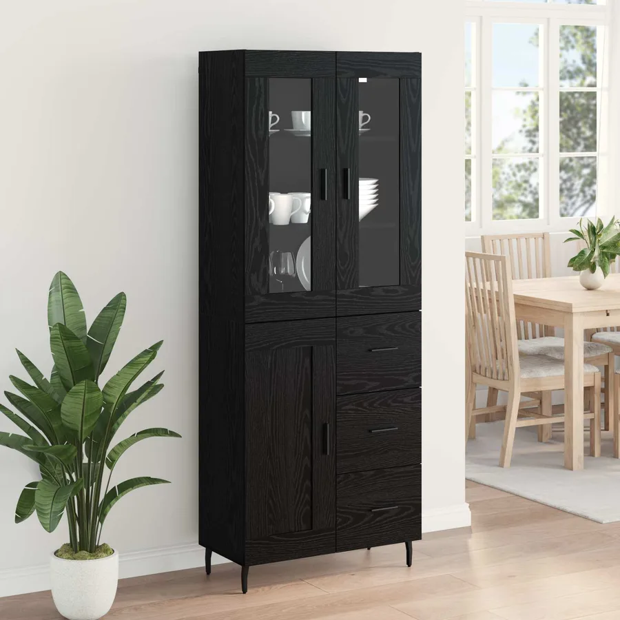 Haut Armoire avec tiroir 2 pcs Chêne noir Bois d'ingénierie - 4