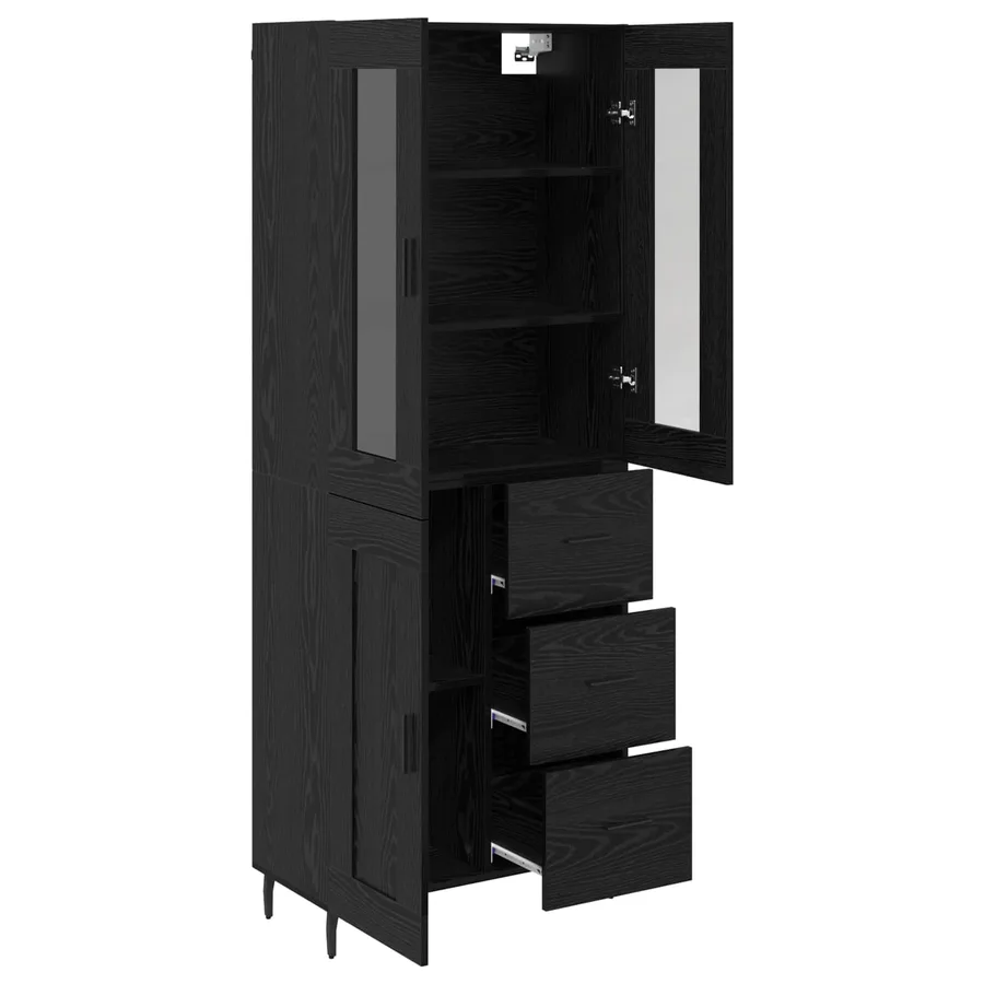 Haut Armoire avec tiroir 2 pcs Chêne noir Bois d'ingénierie - 5
