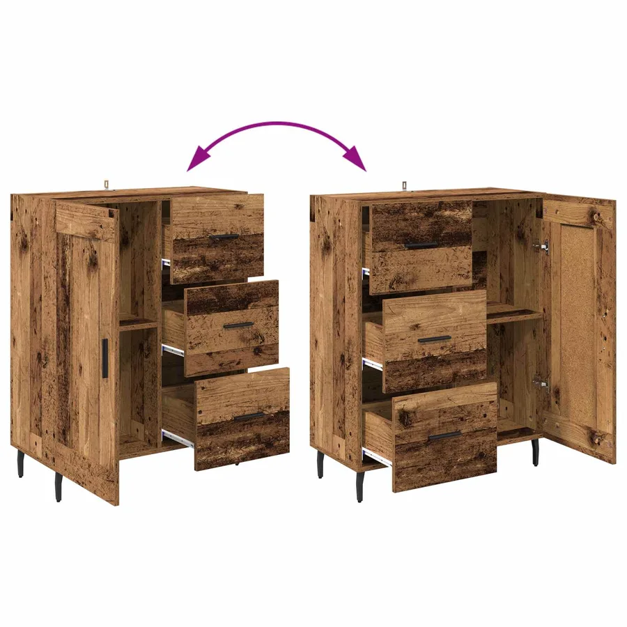 Haut Armoire 2 pcs Bois Ancien Bois Aggloméré et Verre - 13