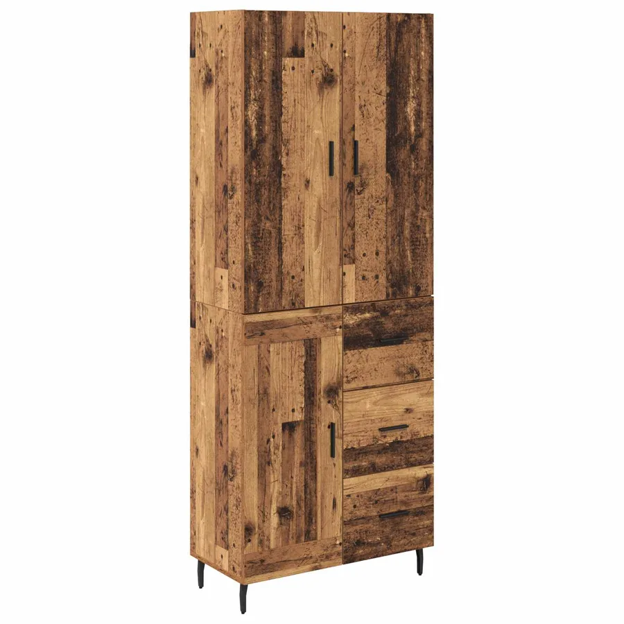 Haut Armoire 2 pcs Bois Ancien Bois Aggloméré et Verre - 2