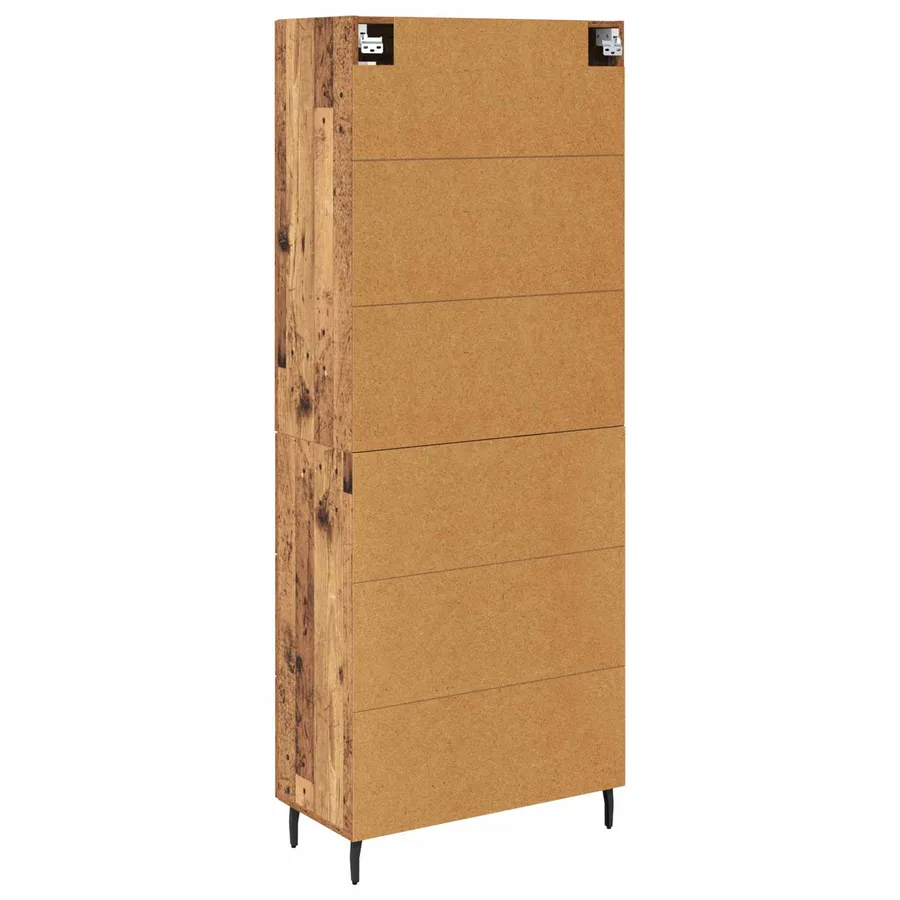 Haut Armoire 2 pcs Bois Ancien Bois Aggloméré et Verre - 8