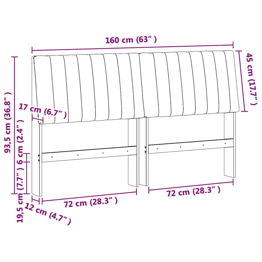 Tête de lit capitonnée Gris clair 160 cm Pin massif - 11