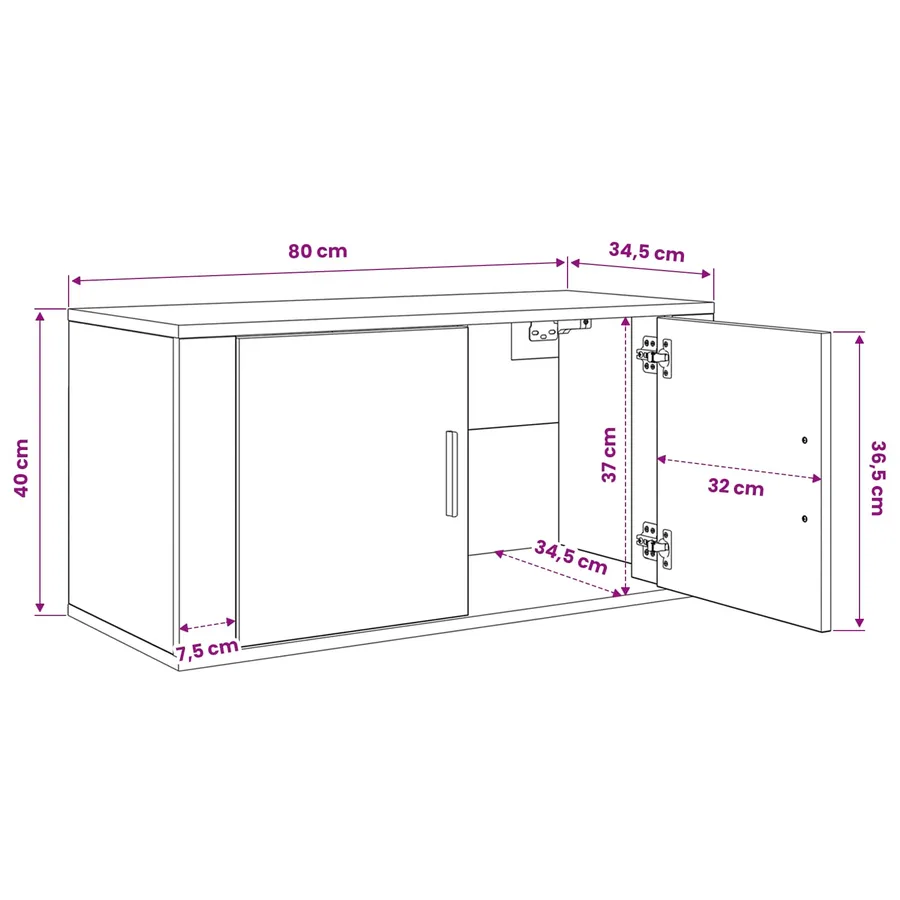 Ensemble de meuble TV mural 3 pcs Bois Ancien 80 x 34,5 x 40 cm - 10