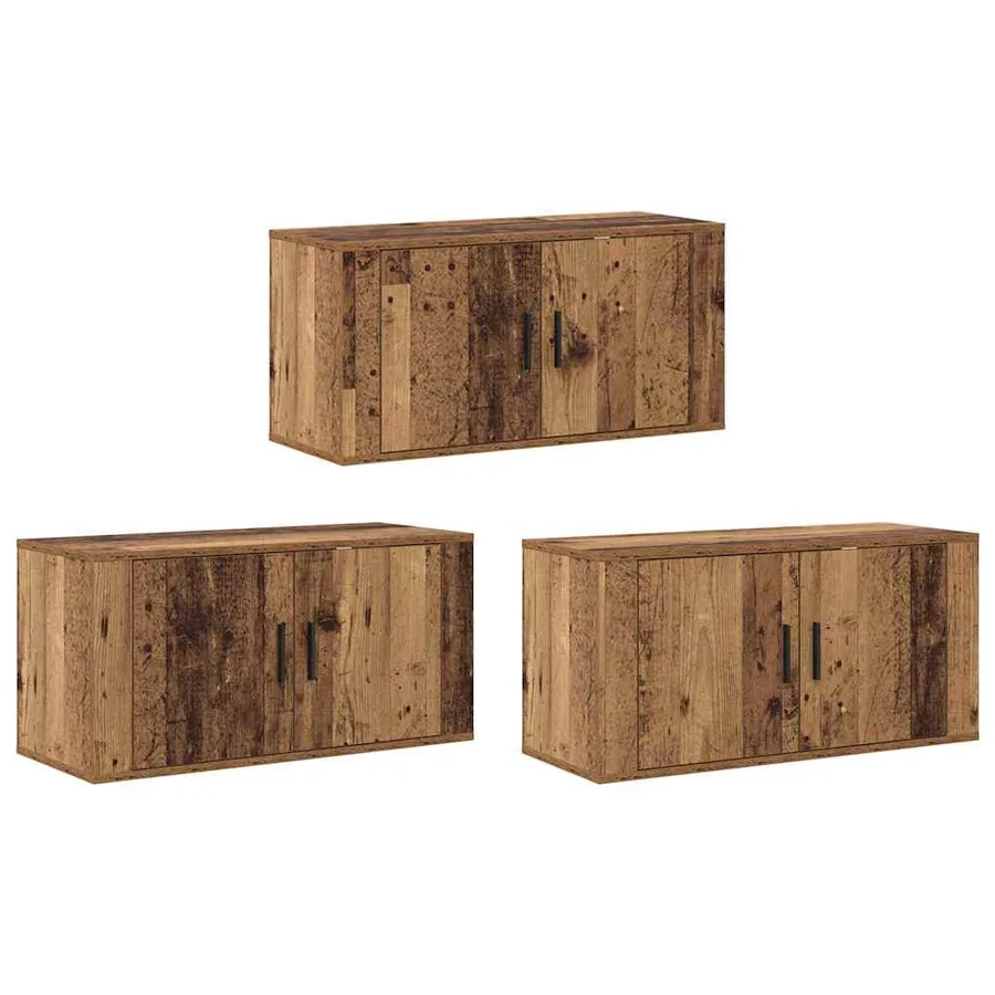 Ensemble de meuble TV mural 3 pcs Bois Ancien 80 x 34,5 x 40 cm - 2