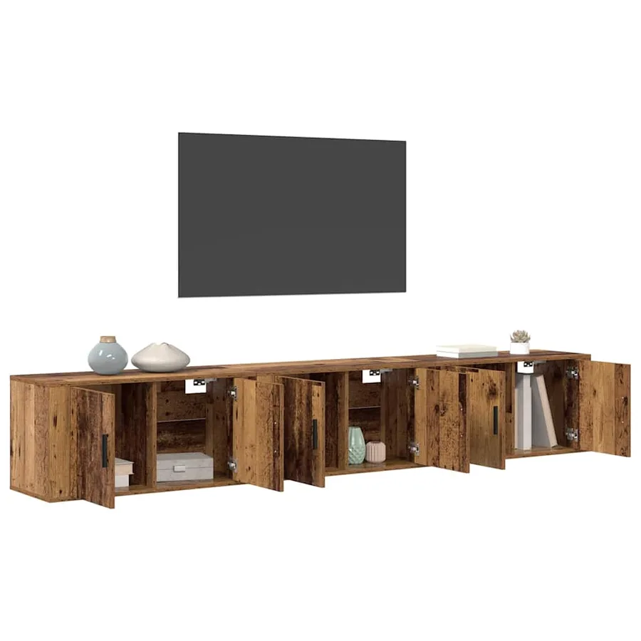 Ensemble de meuble TV mural 3 pcs Bois Ancien 80 x 34,5 x 40 cm - 3