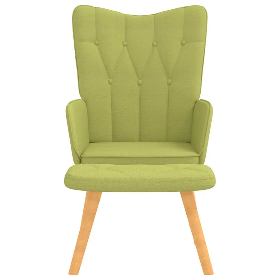 Chaise de relaxation avec tabouret Vert Tissu - 8
