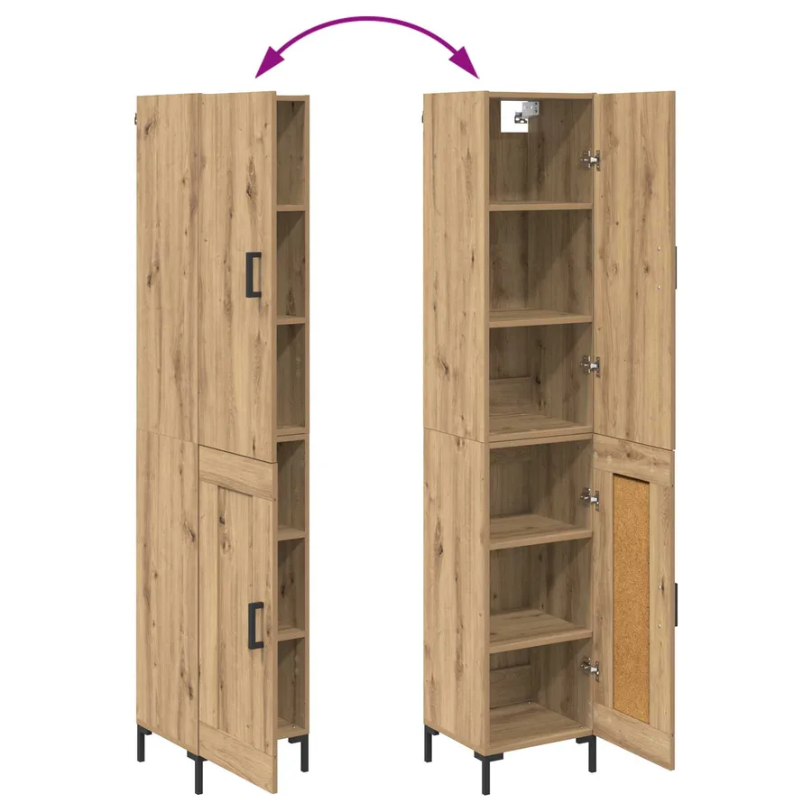 Haut Armoire Chêne artisanal 34,5 x 34 x 180 cm - 12