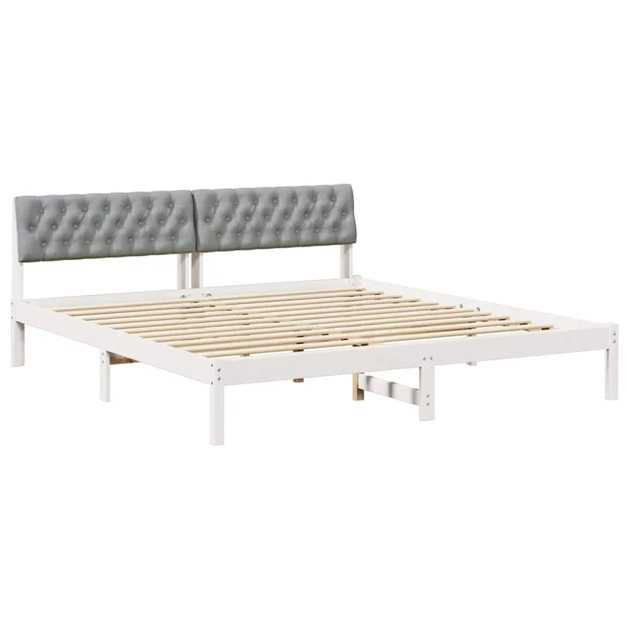 Cadre de lit avec tête de lit Blanc et gris clair 180 x 200 cm - 2