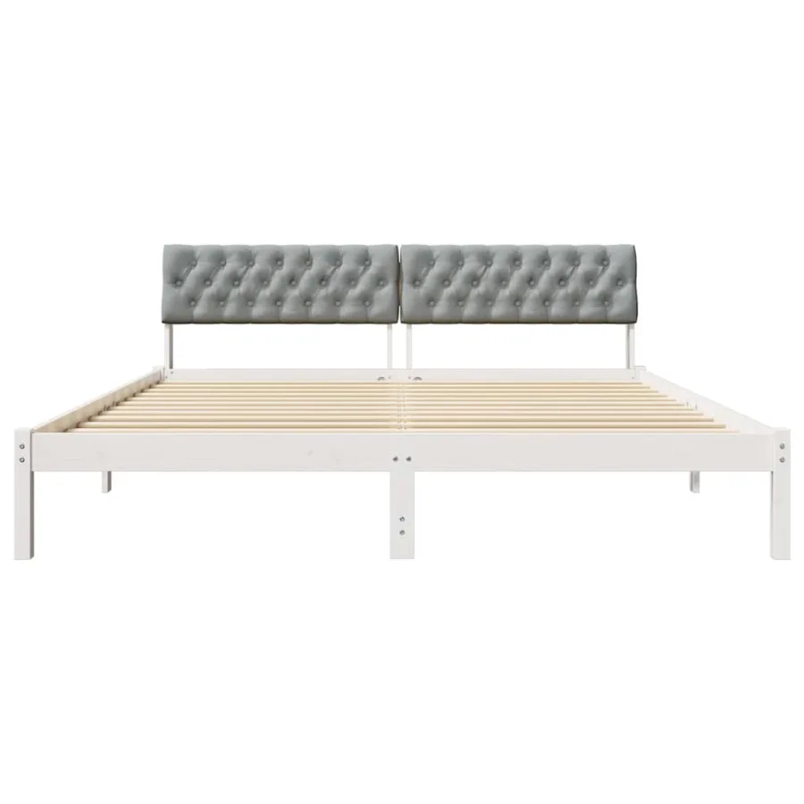 Cadre de lit avec tête de lit Blanc et gris clair 180 x 200 cm - 5